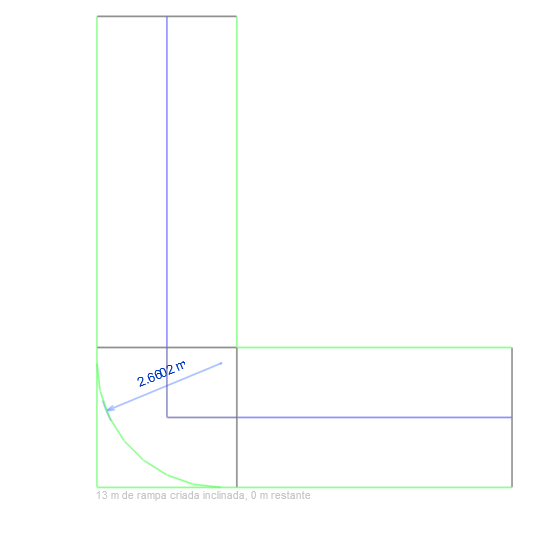 Tutorial como fazer rampas no Revit: print da tela do Revit com destaque para a vista durante desenho da rampa curva