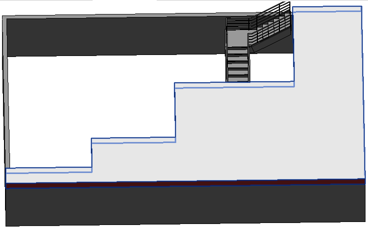Imagem 3D da escada em L desenhada no Revit