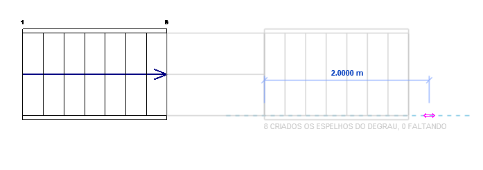Tutorial sobre como criar escadas no Revit: imagem da tela do Revit com destaque para o desenho completo da escada com patamar