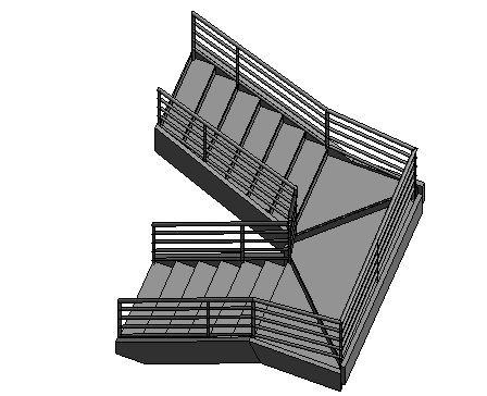 imagem 3D de imagem de escada desenhada por croqui no Revit