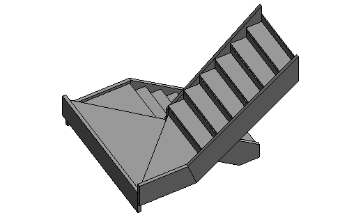 Imagem 3D de escada sem corrimão desenhada no Revit