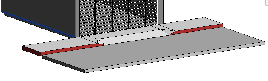 Tutorial como fazer rampas no Revit: print da tela do Revit com destaque para a vista 3D da calçada com rebaixamento