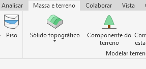 Imagem do ícone "sólido topográfico" durante o processo de criação de terreno com Revit