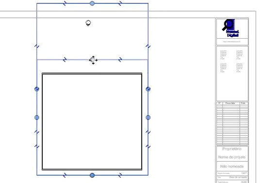 Imagem da tela do revit durante a organização das plantas na folha de impressão do Revit