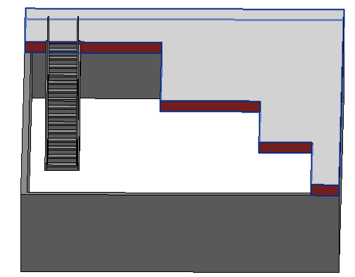 Tutorial sobre como criar escadas no Revit: imagem da tela do Revit com destaque para a vista 3D da escada reta sem patamar